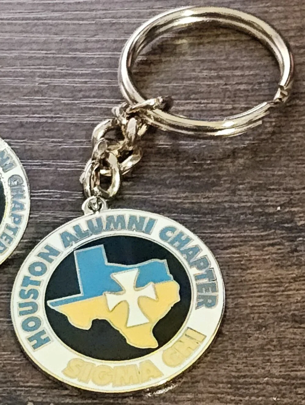 Houston Sigma Chi Alumni Chapter Gold & Blue Keychain and Pins Set